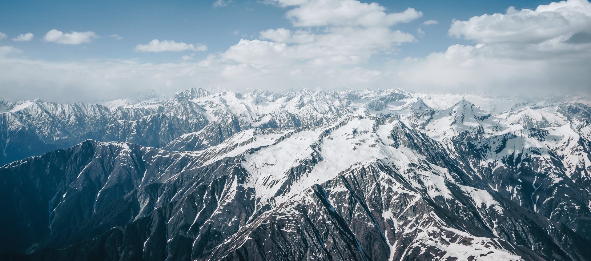 Snow-covered back ranges seen from the air